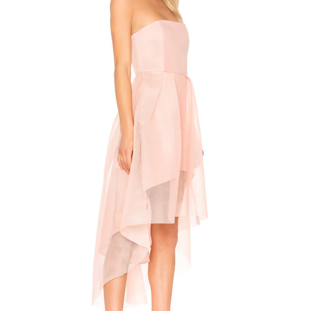 ELLIATT blush pink strapless dress with mesh overlay